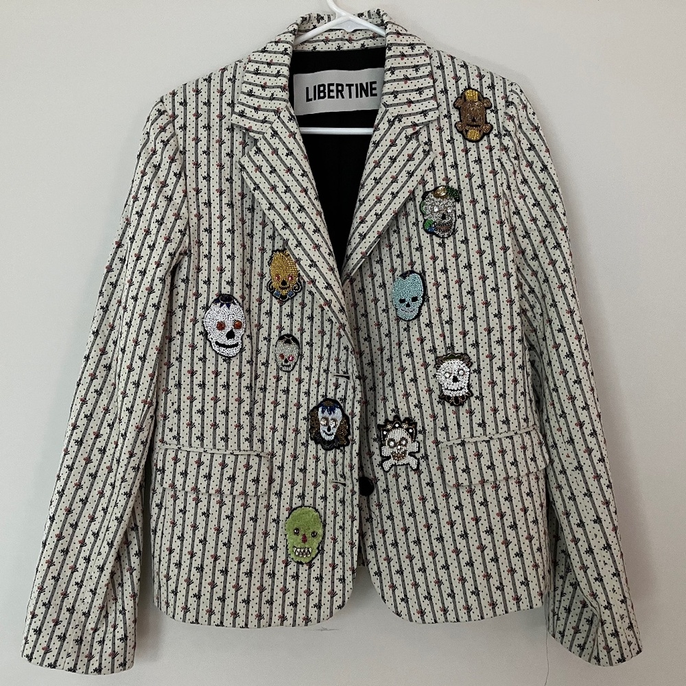 NEW w/tags Libertine Embellished Quilted Floral Two Button Blazer XL Ret. $3250